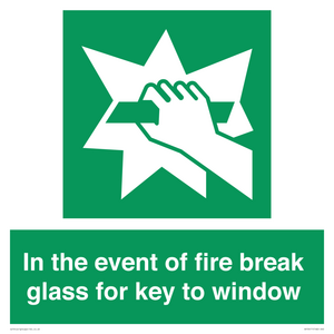 SV10411: In the event of fire break glass for key to window