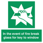 SV10411: In the event of fire break glass for key to window