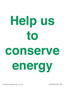 SV10508: Help us to conserve energy