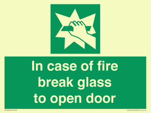 SV12920: In case of fire break glass to open door