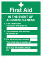 SX465: first aid in the event of accident/illness poster