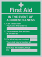 SX465: first aid in the event of accident/illness poster