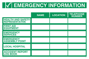 SX470: Emergency information table