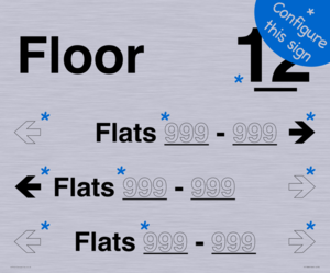 TK11888: Floor ID sign with THREE Flat Directional Section