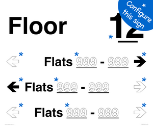 TK11888: Floor ID sign with THREE Flat Directional Section