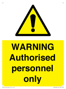 WA10994: Warning Authorised personnel only