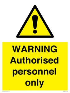 WA10994: Warning Authorised personnel only