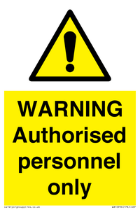 WA10994: Warning Authorised personnel only