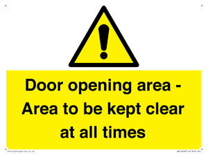 WA12448: Door opening area - Area to be kept clear at all times