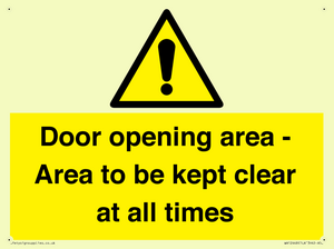 WA12448: Door opening area - Area to be kept clear at all times