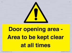 WA12448: Door opening area - Area to be kept clear at all times