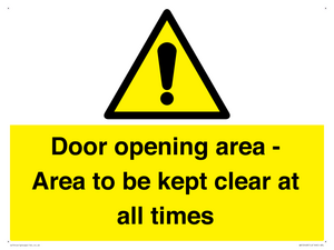 WA12448: Door opening area - Area to be kept clear at all times
