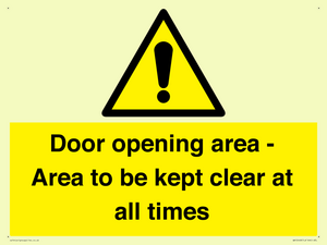 WA12448: Door opening area - Area to be kept clear at all times