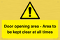 WA12448: Door opening area - Area to be kept clear at all times