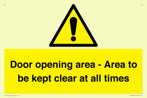 WA12448: Door opening area - Area to be kept clear at all times