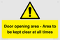 WA12448: Door opening area - Area to be kept clear at all times