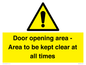 WA12448: Door opening area - Area to be kept clear at all times