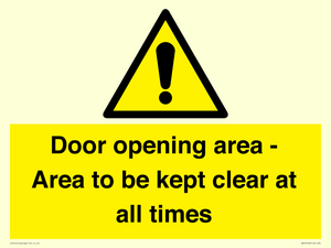 WA12448: Door opening area - Area to be kept clear at all times