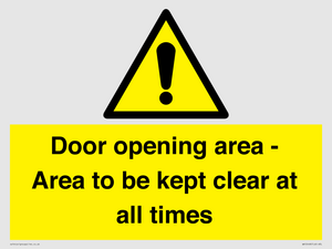 WA12448: Door opening area - Area to be kept clear at all times
