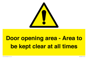 WA12448: Door opening area - Area to be kept clear at all times