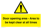 WA12448: Door opening area - Area to be kept clear at all times