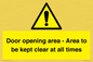 WA12448: Door opening area - Area to be kept clear at all times