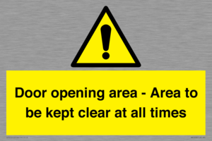 WA12448: Door opening area - Area to be kept clear at all times