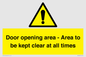WA12448: Door opening area - Area to be kept clear at all times