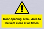 WA12448: Door opening area - Area to be kept clear at all times