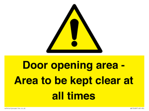 WA12448: Door opening area - Area to be kept clear at all times
