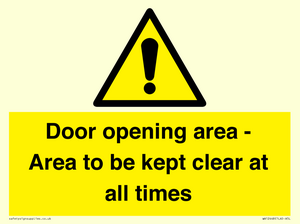 WA12448: Door opening area - Area to be kept clear at all times