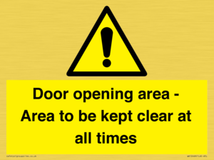 WA12448: Door opening area - Area to be kept clear at all times