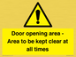 WA12448: Door opening area - Area to be kept clear at all times