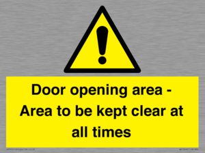 WA12448: Door opening area - Area to be kept clear at all times
