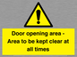 WA12448: Door opening area - Area to be kept clear at all times