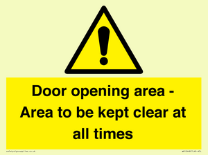 WA12448: Door opening area - Area to be kept clear at all times