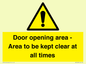 WA12448: Door opening area - Area to be kept clear at all times