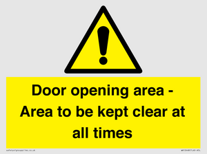 WA12448: Door opening area - Area to be kept clear at all times