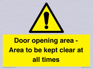 WA12448: Door opening area - Area to be kept clear at all times