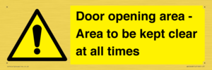 WA12448: Door opening area - Area to be kept clear at all times
