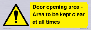 WA12448: Door opening area - Area to be kept clear at all times