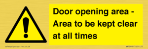 WA12448: Door opening area - Area to be kept clear at all times