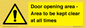 WA12448: Door opening area - Area to be kept clear at all times