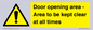 WA12448: Door opening area - Area to be kept clear at all times