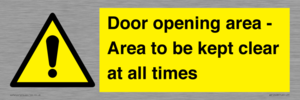 WA12448: Door opening area - Area to be kept clear at all times