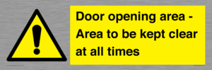 WA12448: Door opening area - Area to be kept clear at all times