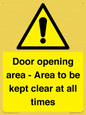 WA12448: Door opening area - Area to be kept clear at all times