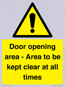 WA12448: Door opening area - Area to be kept clear at all times