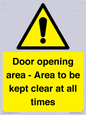 WA12448: Door opening area - Area to be kept clear at all times