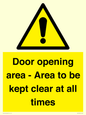 WA12448: Door opening area - Area to be kept clear at all times